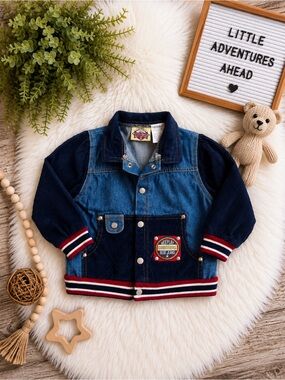 Vintage Weeplay 100% Cotton Navy & Denim Kids' Jacket - Patch Detail